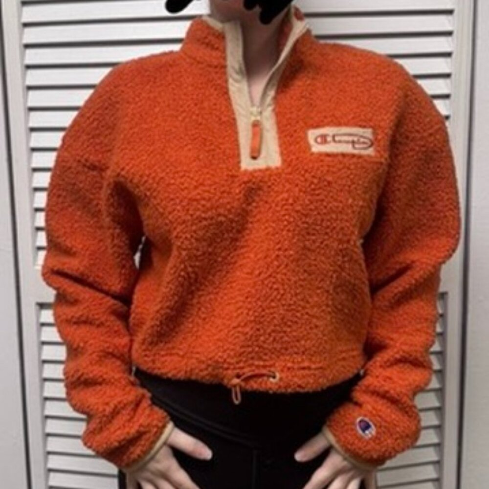 Orange Cropped Champion Fleece